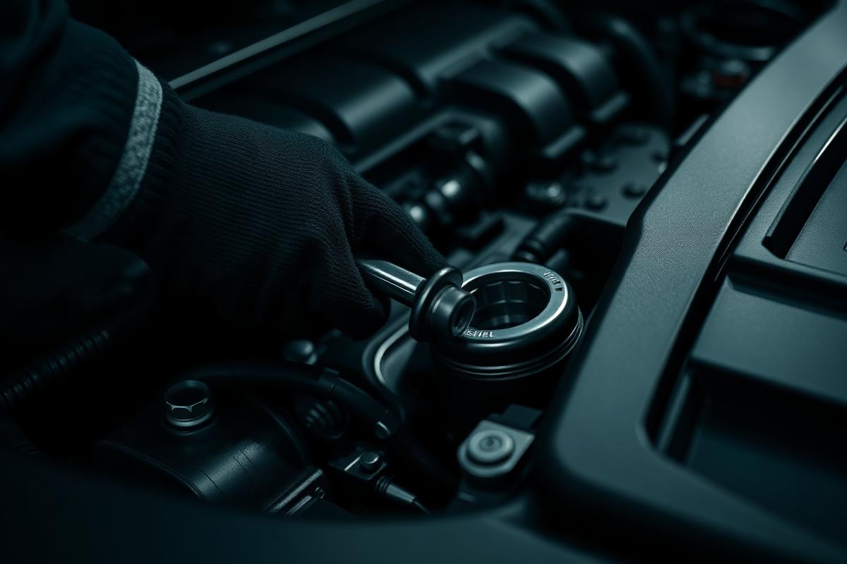 Controllo del livello olio sul motore di una Mercedes